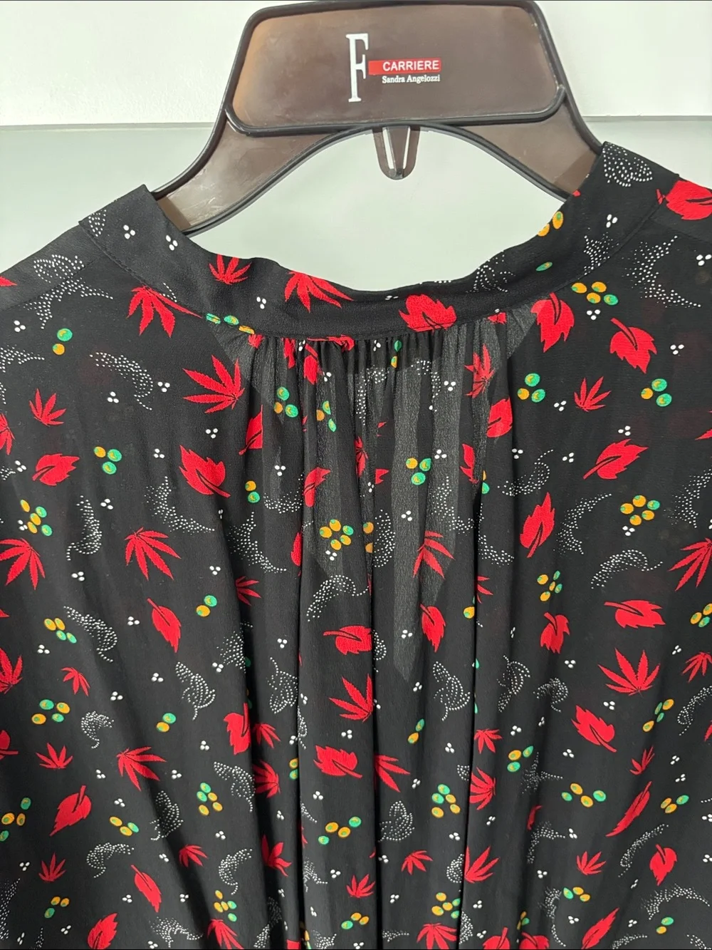 Zadig & Voltaire Black Long-Sleeve Shift Dress with Red Floral Print - Picture 7 of 12